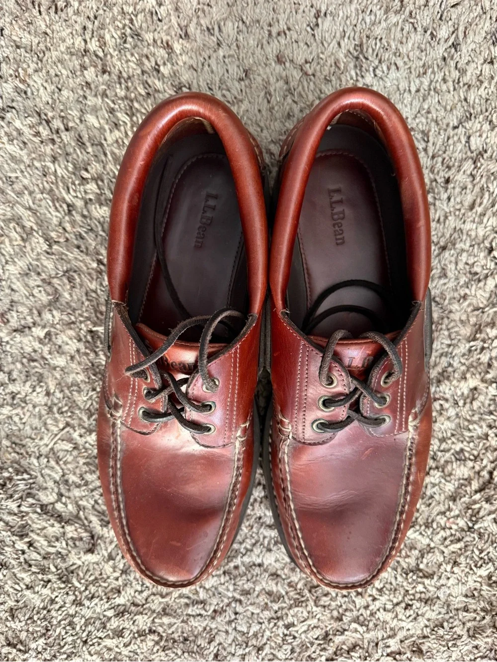L.L. Bean Men's 3-Eye Lug Sole Leather Boat Shoes